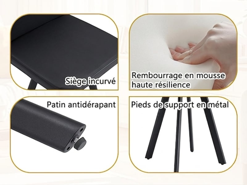  Ensemble table et 6 chaises de salle à manger, 7 pièces, bois mélaminé et métal noir  - Conforama D