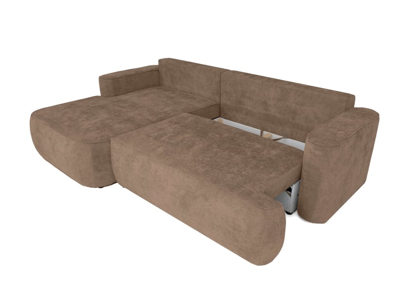 Canapé d'angle gauche cassis avec coffre de rangement en tissu chenille - marron glacé CASSIS - Conforama D