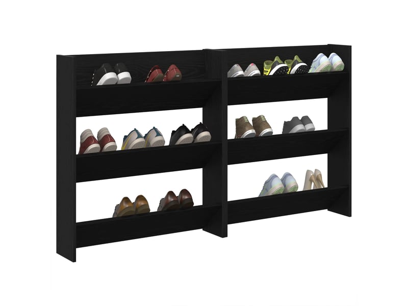  Lot de 2 armoires à chausures, meuble à chausures 86x18x90 cm bois d'ingénierie  - Conforama C