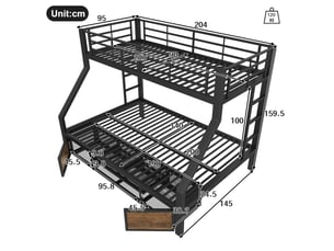 Lit mezzanine 90x200 cm <strong></strong>  <strong></strong> coloris noir