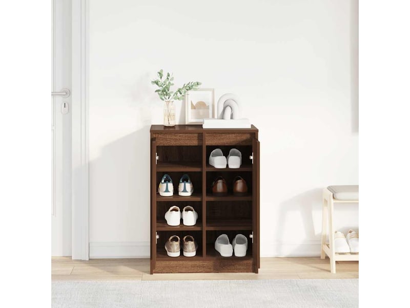  Meuble à chaussure | armoire à chaussures chêne marron 57x34x76 cm bois d'ingénierie  - Conforama C