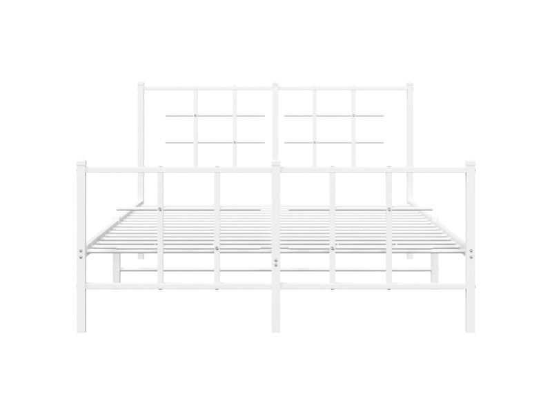  Lit double- lit adulte -  cadre de lit métal sans matelas et pied de lit blanc 140x190 cm  - Conforama D