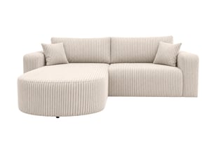 Canapé d'angle réversible convertible CASANOVA 4 places Velours côtelé beige avec coffre de rangement