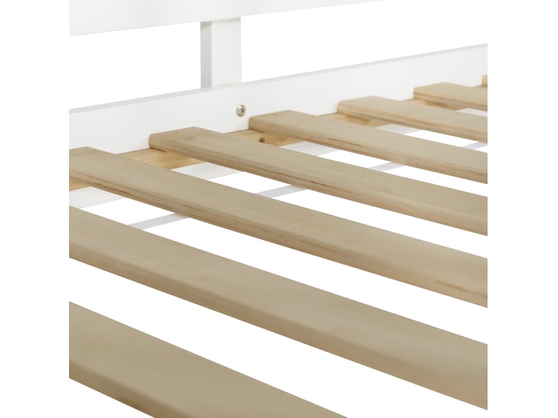  Lit mezzanine enfant tcqpz 90 x 200 cm avec rangement, armoire, étagères et banquette blanc et naturel  - Conforama A