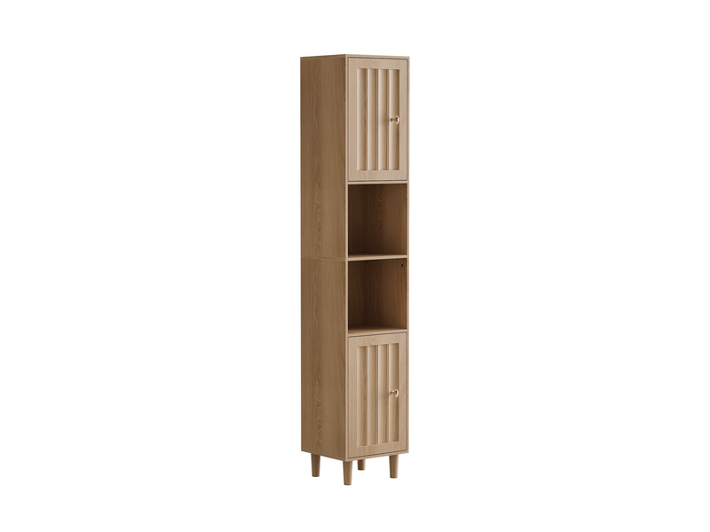  Colonne de rangement salle de bain 32x30x169 cm effet chêne avec 2 portes  - Conforama A