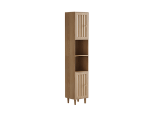 Colonne de rangement salle de bain 32x30x169 cm effet chêne avec 2 portes