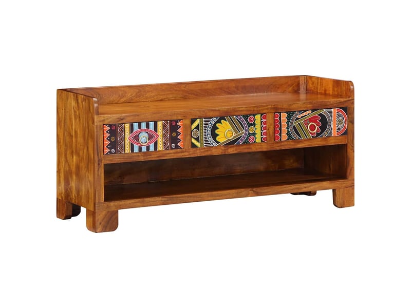  Banc à chaussures, banc de rangement avec tiroir marron miel 100x35x45 cm  - Conforama A