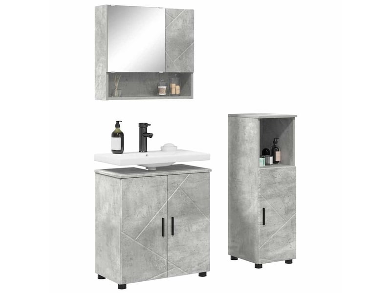 Ensemble de mobilier de salle de bain 3 pc gris béton cf64378 - Conforama C