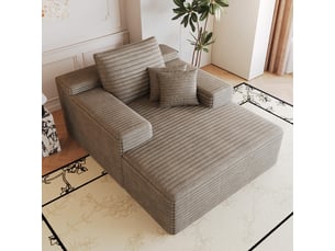Fauteuil 1 places - 115x159cm - chaiselongue modulaire en velours assise profonde, mousse haute résilience sans montage - camel