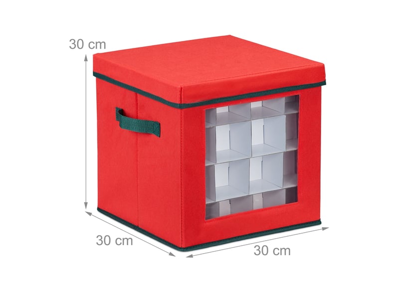  Boîte de rangement spacieuse pour boules de noël 30 x 30 x 60 cm avec séparateurs ajustables en tissu rouge 13_0016201  - Conforama A