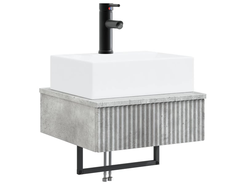  Basin de lavage mural, lavabo gris béton 40x41x39 cm  - Conforama A