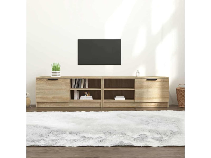  Lot de 2 meuble tv bas salon chêne sonoma 80x35x36,5 cm bois d'ingénierie  - Conforama B
