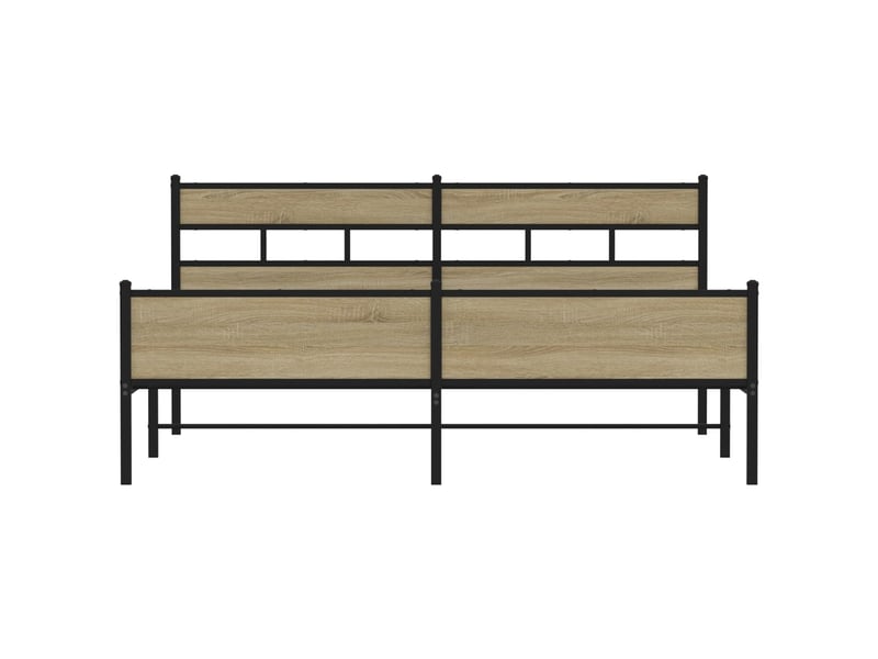  Lit double- lit adulte -  cadre de lit en métal sans matelas chêne sonoma 200x200 cm  - Conforama C