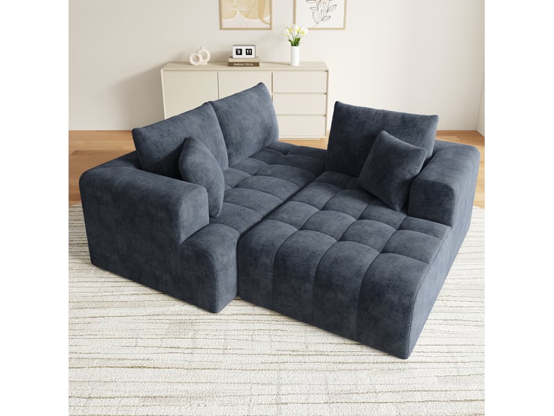 Canapé d'angle modulaire 3 places sans cadre, combinable, avec 2 coussins, en ch - Conforama D