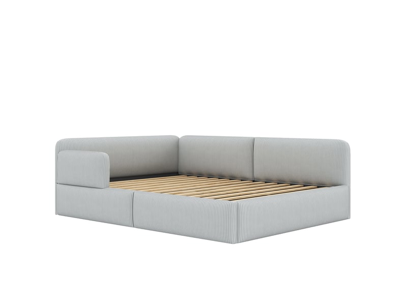  Lit banquette avec rangement sous couchage, revêtement en velours côtelé, gris – 140 x 200 cm IKSETERA TRADING LTD - Conforama A