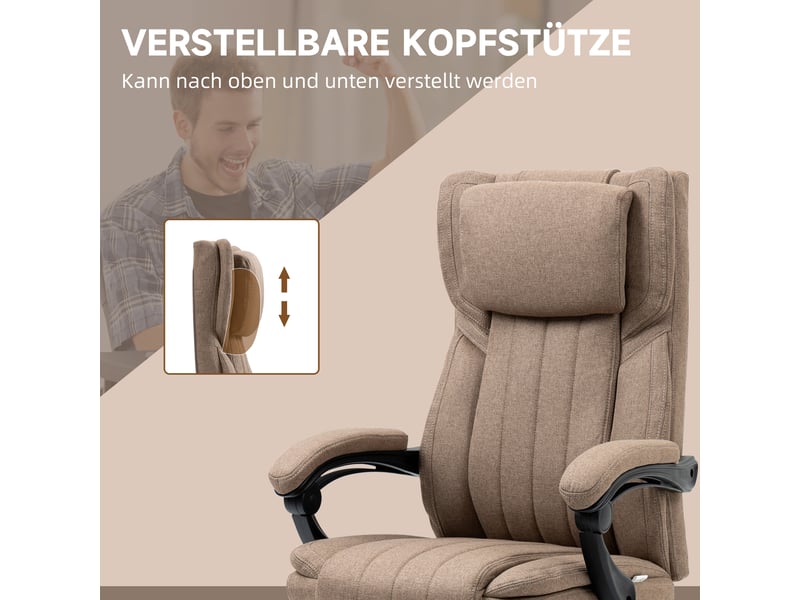  Chaise de bureau avec massage par vibration, dossier inclinable et repose-pieds escamotable, marron  - Conforama W