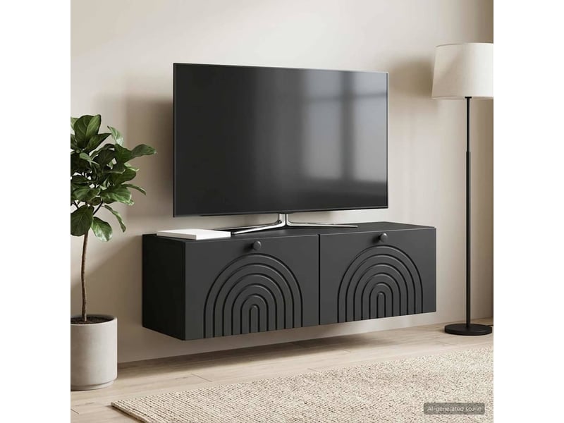  Meuble tv - banc tv - meuble de rangement mural noir 98 x 31 x 30 cm bois d'ingénierie  - Conforama B