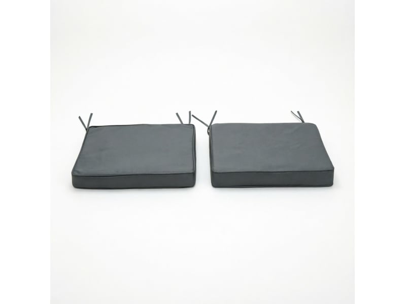  Lot de 2 coussins de chaise extérieur 45 x 45 cm – gris foncé – liens de fixation amovibles  - Conforama A