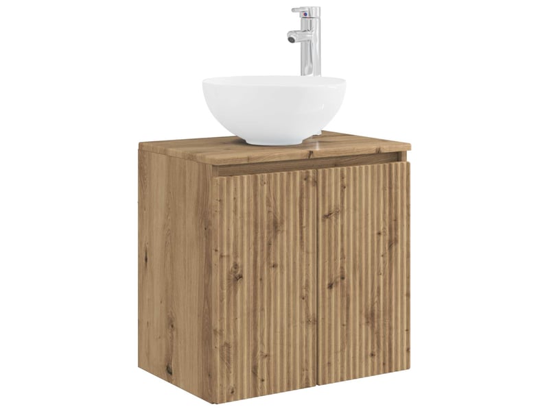  Vanité de lavabo mural, meuble de rangement chêne artisanal 49.5x41x64.5 cm shl1021  - Conforama A