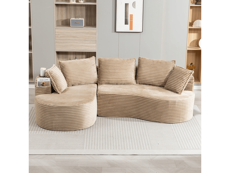 Canapé d'angle gauche fixe 3 places tissu kaki canapé compressible - Conforama D