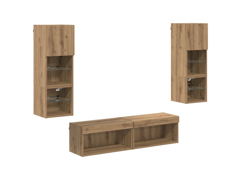  Unité murale de tv 6 pcs chêne artisanal bois d'ingénierie shl78527  - Conforama A