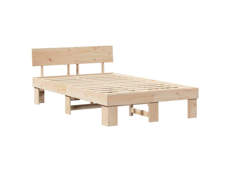  Lit double- lit adulte -  cadre de lit avec tête de lit naturel 120 x 190 cm pin massif  - Conforama C