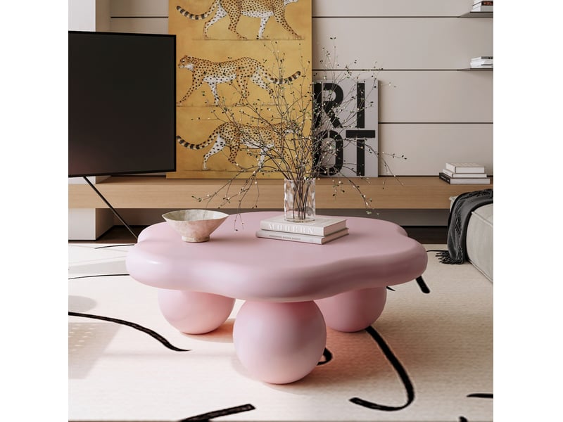 Table basse nuage 79x79x31 cm en mdf et métal rose - Conforama E