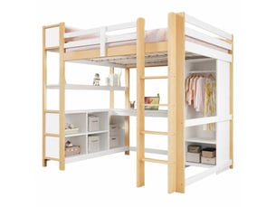 Lit mezzanine 140x200 cm <strong>OKMYHOME</strong>  <strong></strong> coloris naturel