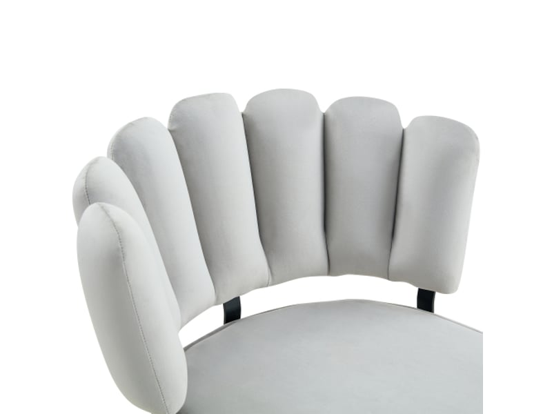  Ensemble de 2 chaises velours gris clair – dossiers fleuris, pieds métal noirs, 80 cm, salon &amp; salle à manger  - Conforama D