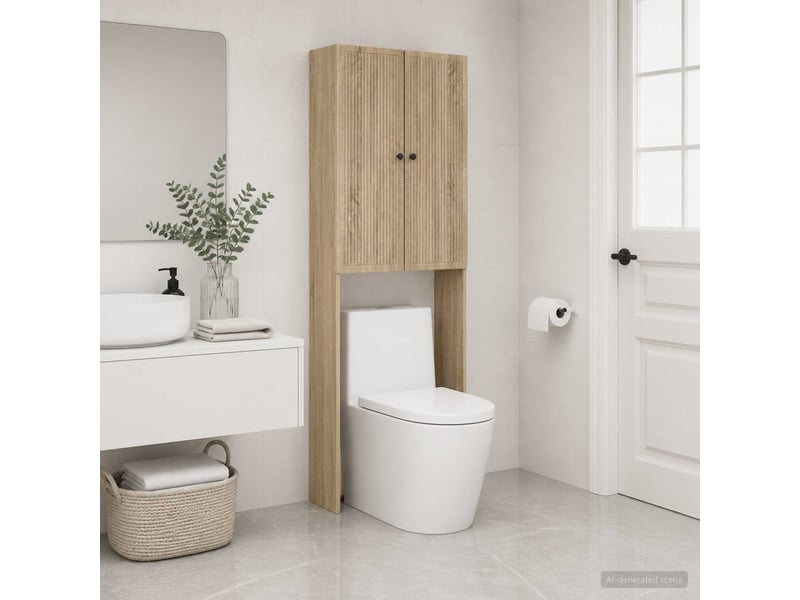  Armoire de toilette, meuble de toilette ede chêne sonoma 66x25.5x190 cm  - Conforama C