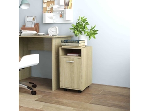 Armoire latérale, meuble de rangement avec roues chêne sonoma bois d'ingénierie
