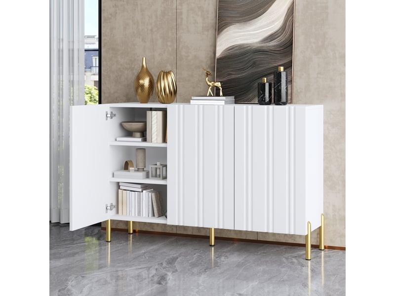  Meuble à chaussures 3 portes avec étagères réglables et charnières amorties pour entrée, en mdf 120×35,5×80 cm blanc  - Conforama C