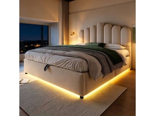 Lit coffre 140x200 cm <strong></strong> <strong></strong> coloris beige