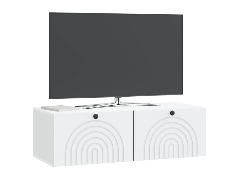  Meuble tv - banc tv - meuble de rangement mural 99 x 41 x 30 cm blanc bois d'ingénierie  - Conforama C