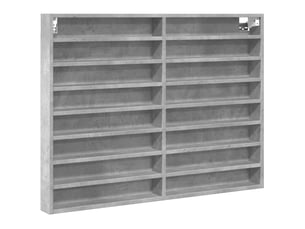 Armoire à vitrine, étagère murale gris béton 100x8,5x75 cm bois d'ingénierie cf40947