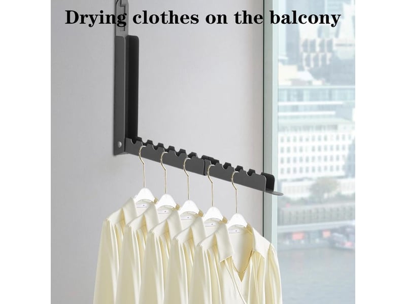  Lot de 2 crochets muraux pliables en aluminium - tringle à vêtements murale pour balcon, salle de bain, buanderie  - Conforama D