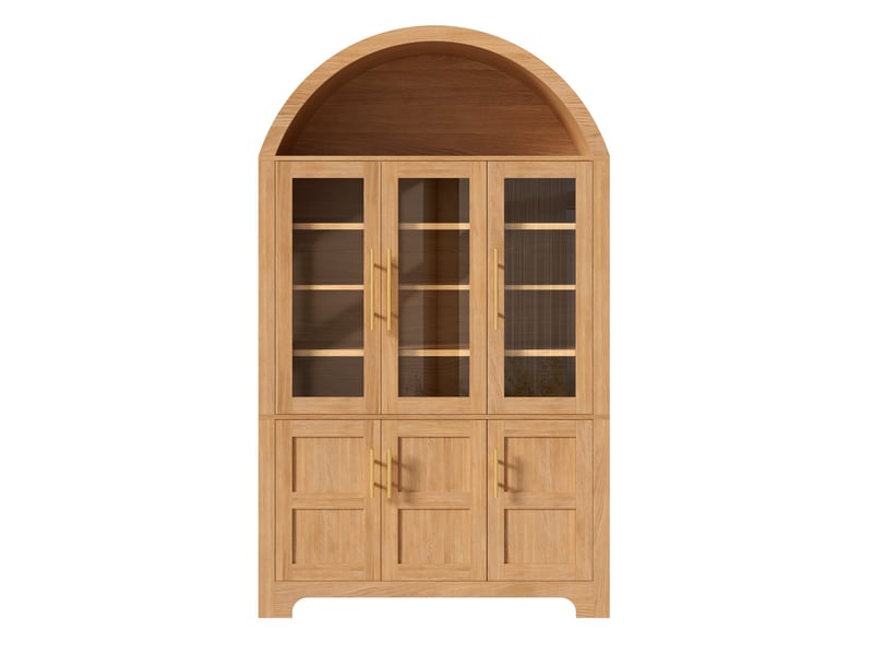  Vitrine de gamme à forme d'arche, 110 x 40 x 185 cm, 6 portes, étagères réglables, organiseur intérieur, coloris naturel  - Conforama A