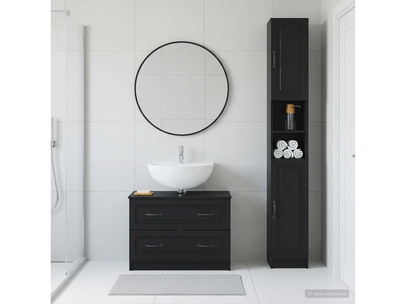  Ensemble de 2 meubles de salle de bain utrecht noir cf63216  - Conforama B