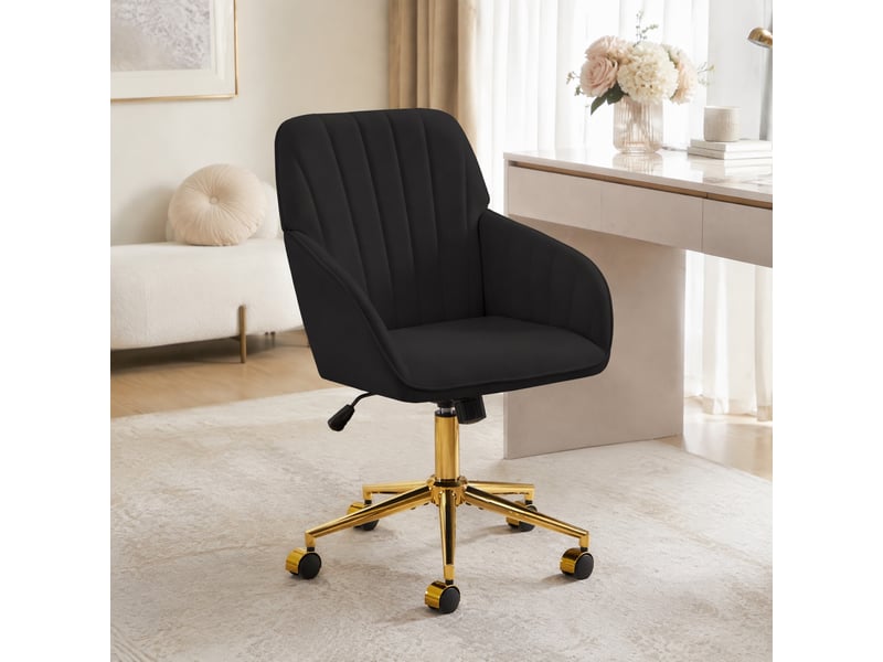  Chaise de bureau pivotante avec hauteur réglable - lpospi - dossier ergonomique, velours - noir  - Conforama C