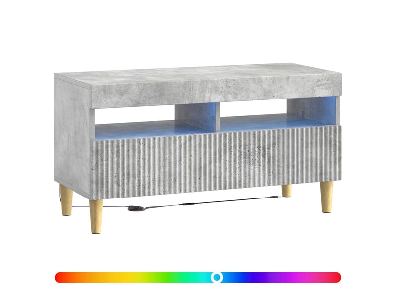  Meuble tv - banc tv - meuble de rangement led gris béton bois d'ingénierie  - Conforama C