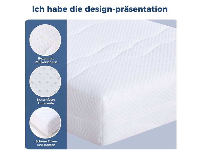  Matelas 90x200 cm, blanc et gris, surface de couchage, hauteur 20 cm, ressorts ensachés à 7 zones et garniture en mousse  - Conforama E