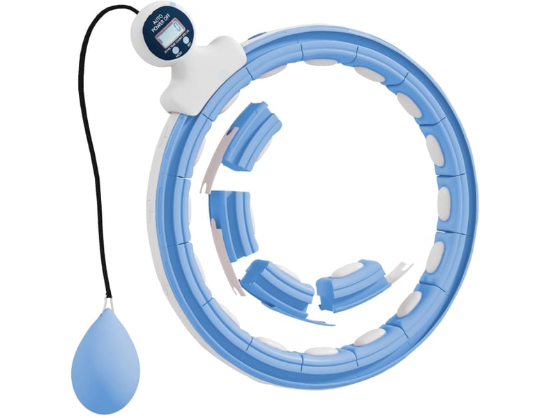  Cerceau de fitness intelligent 76-113 cm avec compteur, segments réglables, plastique, bleu clair  - Conforama A