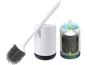 Brosse de toilette brosse wc en silicone antibactérienne balayette wc ensemble brosse de toilettes à manche long avec support hygiénique (flooring)