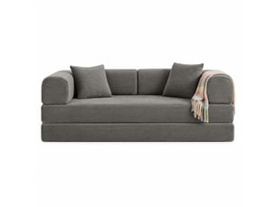 Canapé convertible 2 places avec couchage pour une personne et assise en mousse, en velours côtelé taupe