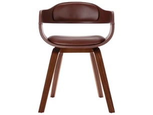 Chaise à manger, sièges de cuisine marron bois courbé et similicuir