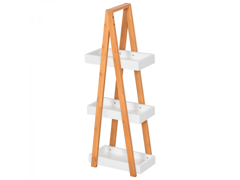 Etagère en bambou et bois de salle de bain étagère debout 3 paniers dim. 30l x 18l x 81h cm blanc - Conforama A