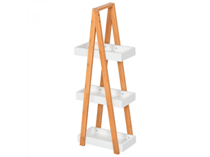 Etagère en bambou et bois de salle de bain étagère debout 3 paniers dim. 30l x 18l x 81h cm blanc