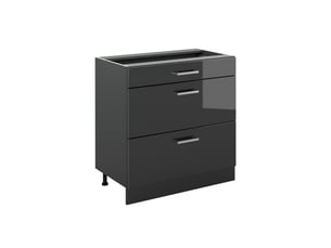 Vicco meuble cuisine, anthracite haute brillanceanthracite, 80cm avec 3 tiroirs sans plan de travail