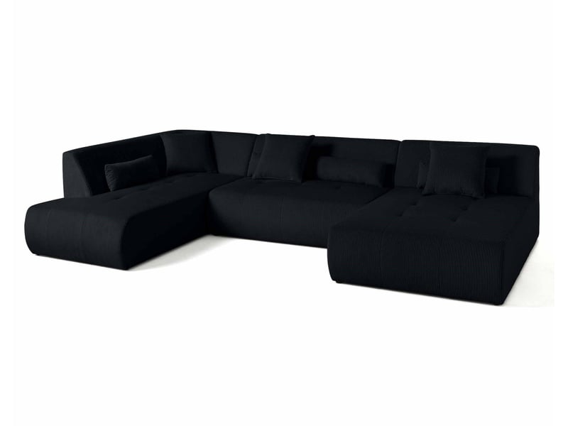  Onyx - canapé panoramique modulable d'angle gauche 7 places - en velours côtelé - lisa design - noir ONYX - Conforama E