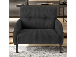 Fauteuil individuel gris 67×75×79 cm en velours côtelé avec poches latérales